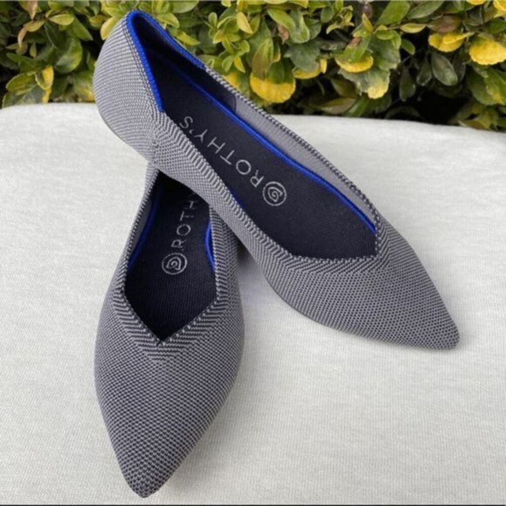 Rothy's The Point flats size 7 Cloud Gray Birdseye knit‎ slip on shoes